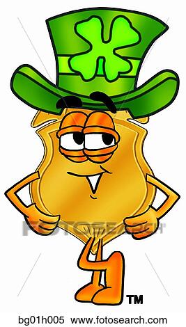 Clipart - Badge and irish hat. Fotosearch