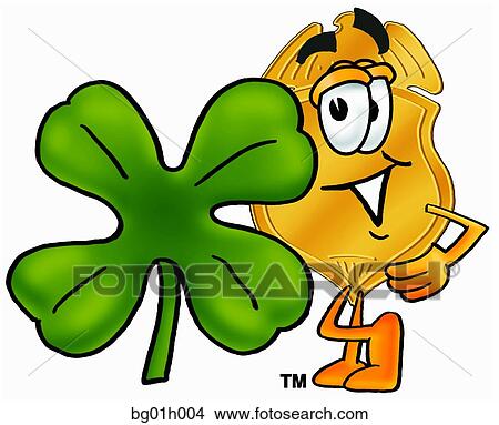 Clipart - Badge and shamrock. Fotosearch