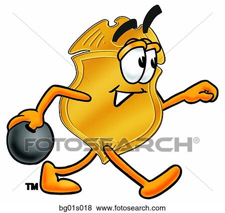 Clip Art - Badge bowling. Fotosearch