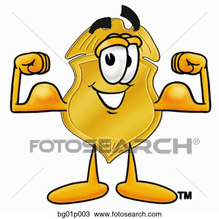 Clipart - Badge flexing muscles. Fotosearch