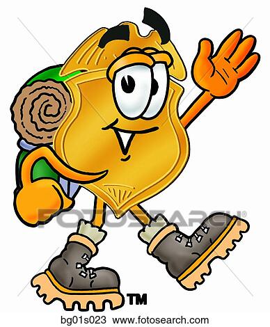 Clipart - Badge hiking. Fotosearch