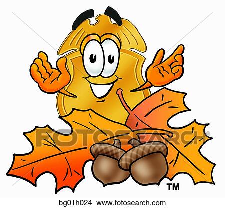 Clipart - Badge in autumn. Fotosearch