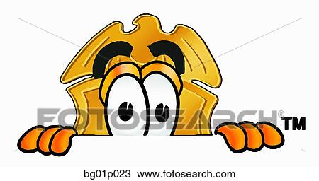 Clipart - Badge peeking over top. Fotosearch
