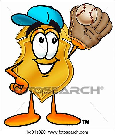 Clipart - Badge playing baseball. Fotosearch