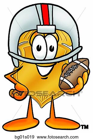 Clip Art - Badge playing football. Fotosearch