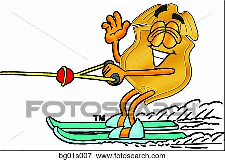 Badge water skiing View Large Clip Art Graphic Clip Art - Badge water skiing. Fotosearch