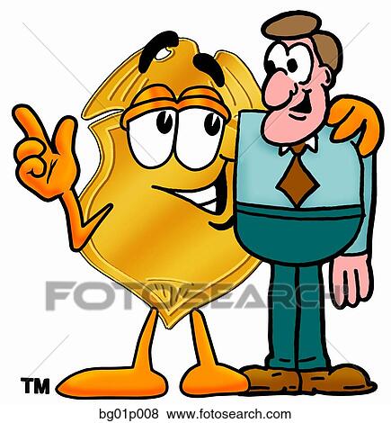 Clip Art - Badge with a man. Fotosearch