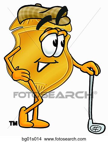 Clipart - Badge with golf club. Fotosearch