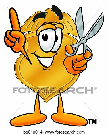 Badge with scissors View Large Clip Art Graphic Clipart - Badge with scissors. Fotosearch