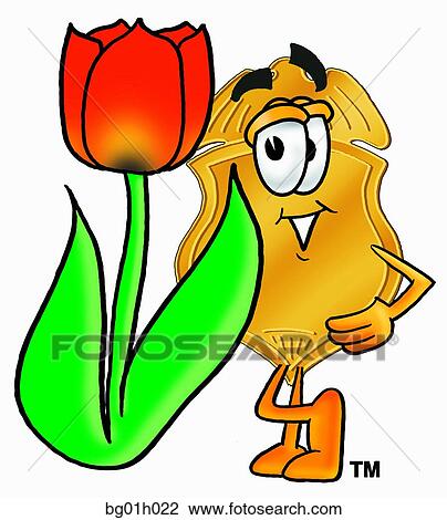 Badge with tulip View Large Clip Art Graphic Clipart - Badge with tulip. Fotosearch