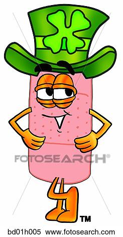 Clipart - Bandaid and irish hat. Fotosearch