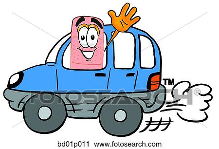 Bandaid driving a car View Large Clip Art Graphic Clipart - Bandaid driving a car. Fotosearch