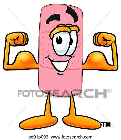 Bandaid flexing muscles View Large Clip Art Graphic Clipart - Bandaid flexing muscles. Fotosearch