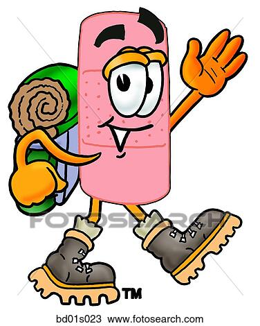 Clipart - Bandaid hiking. Fotosearch