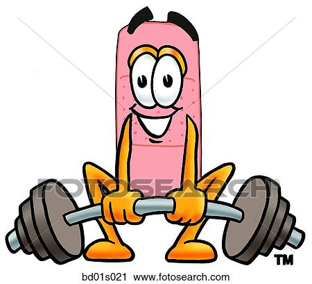 Clipart - Bandaid lifting weights low. Fotosearch