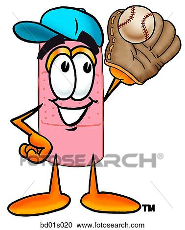 Clipart - Bandaid playing baseball. Fotosearch