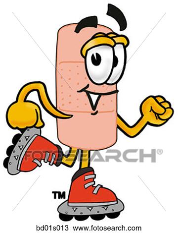 Bandaid roller blading View Large Clip Art Graphic Clipart - Bandaid roller blading. Fotosearch