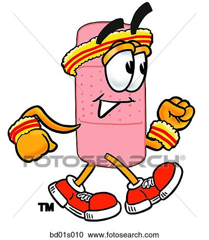 Bandaid walking View Large Clip Art Graphic Clipart - Bandaid walking. Fotosearch