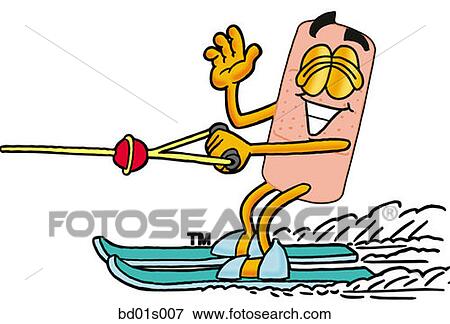 Clip Art - Bandaid water skiing. Fotosearch