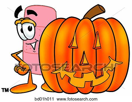 Clipart - Bandaid with pumpkin. Fotosearch