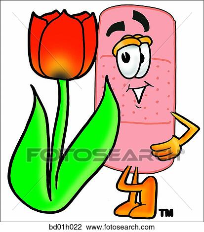 Clipart - Bandaid with tulip. Fotosearch