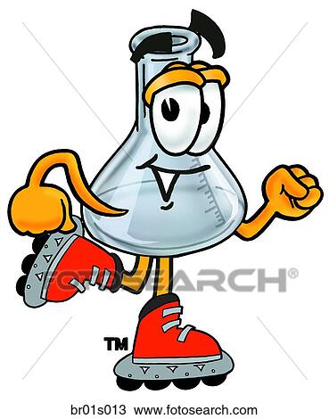Clipart - Beaker roller blading. Fotosearch