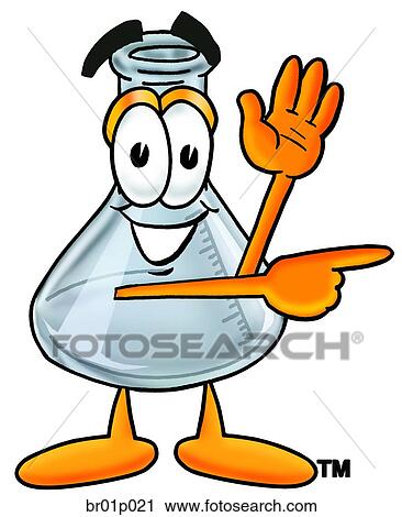 Clipart - Beaker waving and pointing. Fotosearch