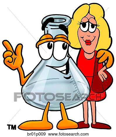 Clip Art - Beaker with a woman. Fotosearch