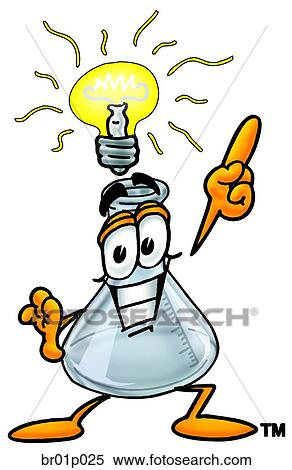 Clipart - Beaker with bright idea. Fotosearch
