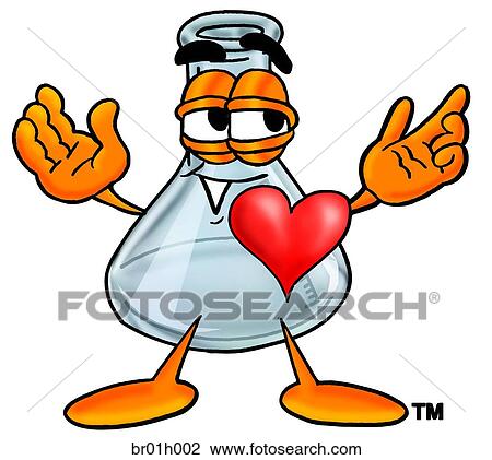 Clipart - Beaker with heart. Fotosearch