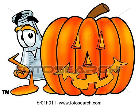 Clipart - Beaker with pumpkin. Fotosearch
