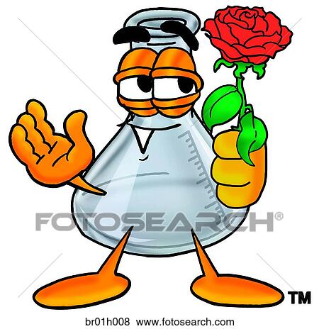 Clip Art - Beaker with rose. Fotosearch