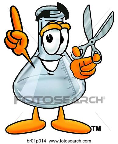 Beaker with scissors View Large Clip Art Graphic Clipart - Beaker with scissors. Fotosearch