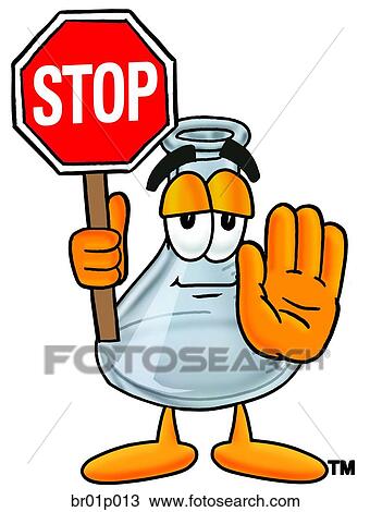 Clipart - Beaker with stop sign. Fotosearch