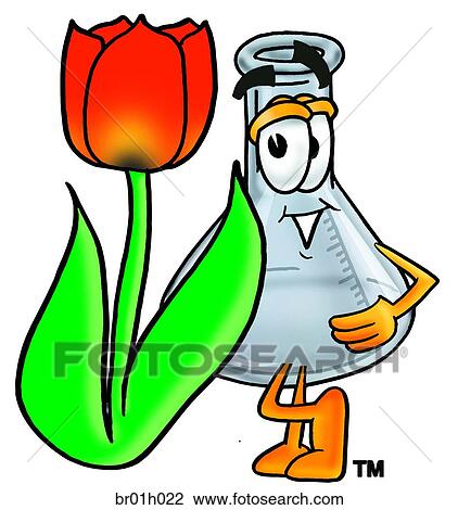 Clipart - Beaker with tulip. Fotosearch