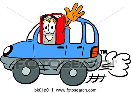 Clipart - Book driving a car. Fotosearch