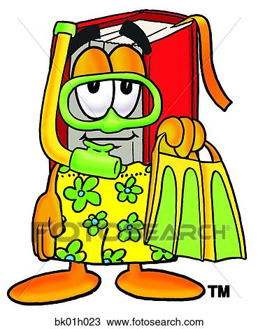 Clipart - Book in swim trunks. Fotosearch