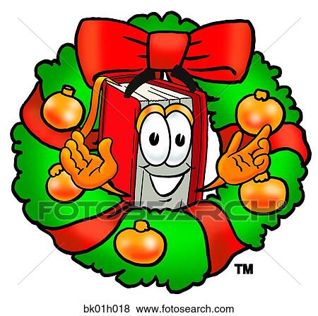 Clip Art - Book in wreath. Fotosearch