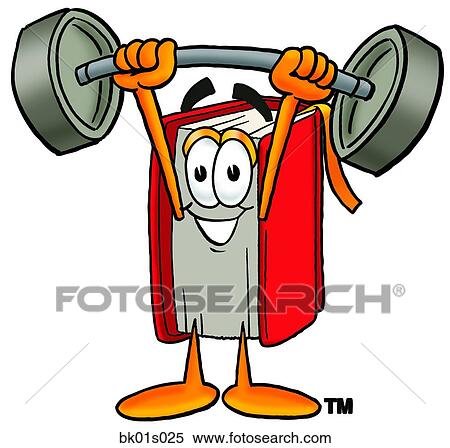 Clipart - Book lifting weights high. Fotosearch