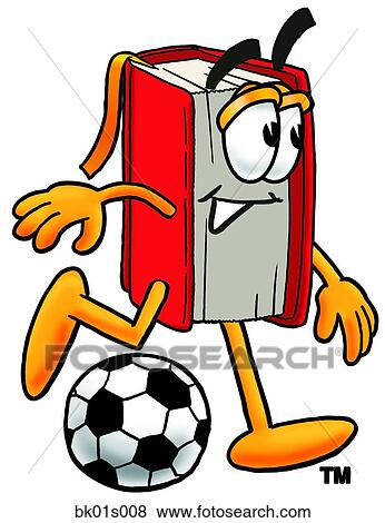 Clip Art - Book playing soccer. Fotosearch