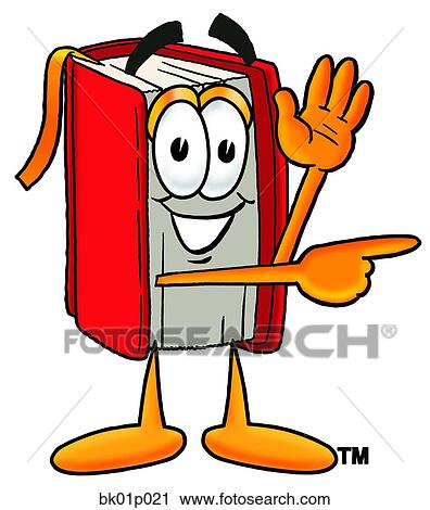 Clipart - Book waving and pointing. Fotosearch