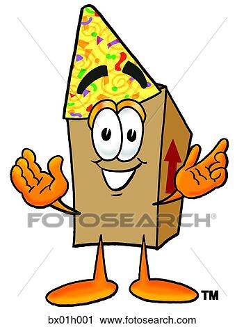 Clipart - Box in party hat. Fotosearch
