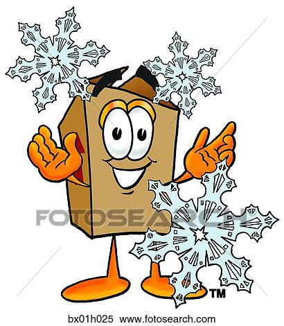 Clipart - Box in snow. Fotosearch