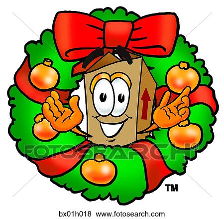 Clip Art - Box in wreath. Fotosearch
