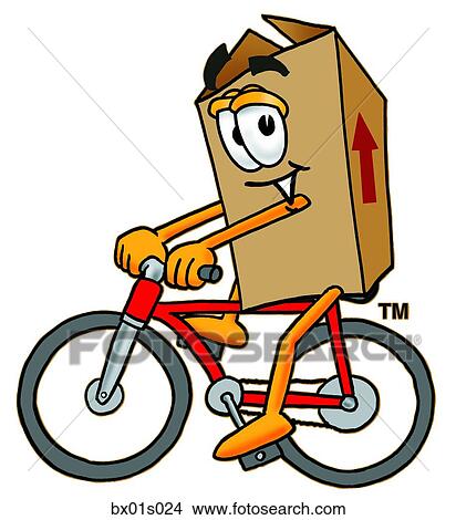 Clipart - Box riding bike. Fotosearch