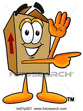 Clipart - Box waving and pointing. Fotosearch