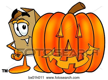 Clipart - Box with pumpkin. Fotosearch