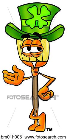 Clipart - Broom and irish hat. Fotosearch
