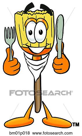 Clip Art - Broom eating. Fotosearch