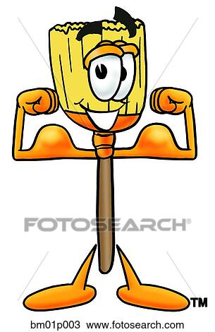 Clipart - Broom flexing muscles. Fotosearch